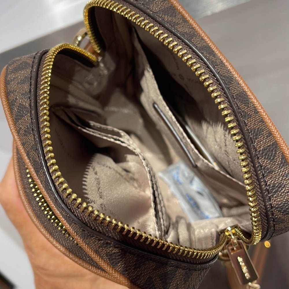 Michael Kors Jet Set Travel NS Chain Medium Logo Crossbody Bag Brown Color - Picture 10 of 16